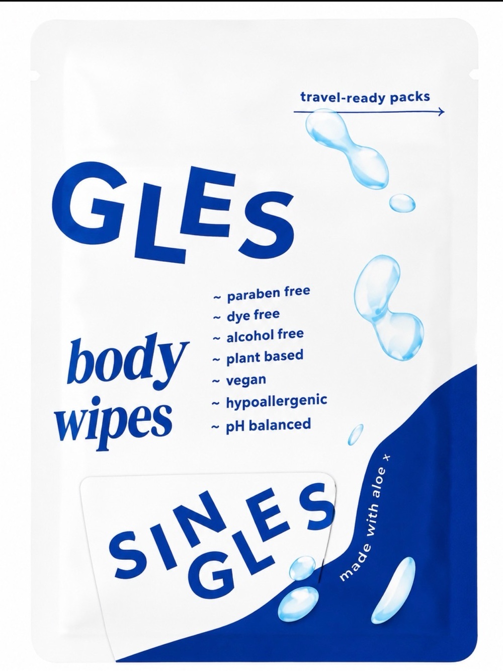 SINGLES Women’s Face & Body Wipes Fragrance Free 30 Travel Packs - Picture 2 of 4